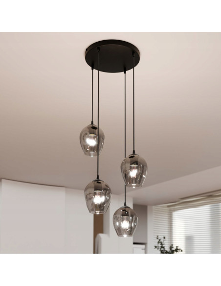 Lampa sufitowa ISTAR 4 BL z nowoczesnymi szklanymi kloszami do jadalni - elegancka i funkcjonalna na każdą przestrzeń