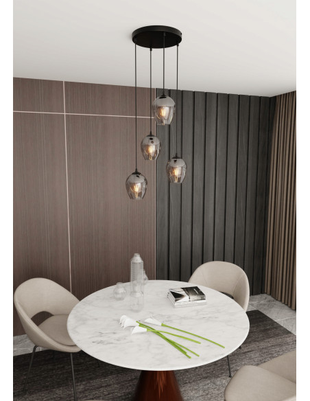 Lampa sufitowa ISTAR 4 BL z nowoczesnymi szklanymi kloszami do jadalni - elegancka i funkcjonalna na każdą przestrzeń