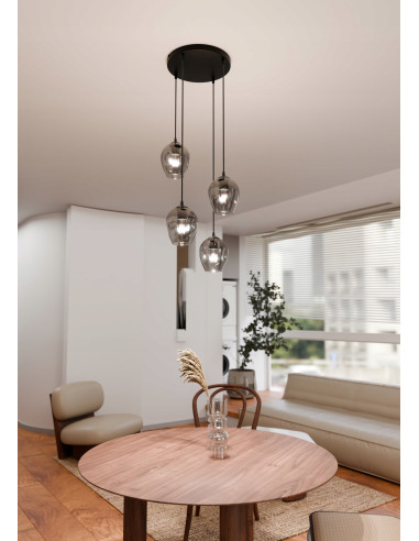 Lampa sufitowa ISTAR 4 BL z nowoczesnymi szklanymi kloszami do jadalni - elegancka i funkcjonalna na każdą przestrzeń