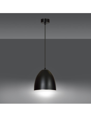 Lampa wisząca LENOX - elegancka, czarna lampa z metalowym kloszem do biura, jadalni i salonu.