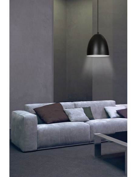 Lampa wisząca LENOX - elegancka, czarna lampa z metalowym kloszem do biura, jadalni i salonu.