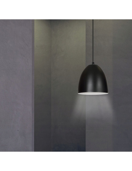 Lampa wisząca LENOX - elegancka, czarna lampa z metalowym kloszem do biura, jadalni i salonu.