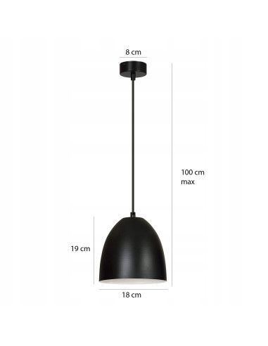 Lampa wisząca LENOX - elegancka, czarna lampa z metalowym kloszem do biura, jadalni i salonu.