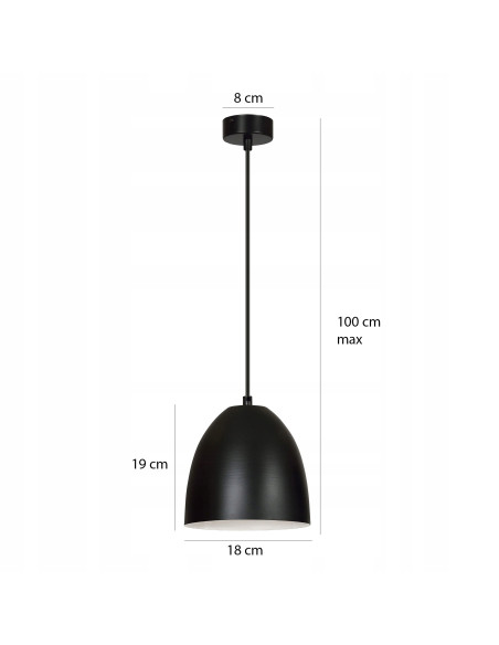 Lampa wisząca LENOX - elegancka, czarna lampa z metalowym kloszem do biura, jadalni i salonu.