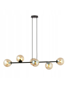 Lampa sufitowa ROSSI 6 - nowoczesny czarno-beżowy design z szklanymi kloszami do biura, salonu i jadalni