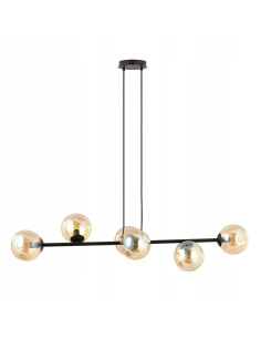 Lampa sufitowa ROSSI 6 - nowoczesny czarno-beżowy design z szklanymi kloszami do biura, salonu i jadalni 2