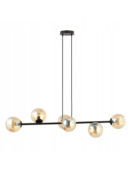 Lampa sufitowa ROSSI 6 - nowoczesny czarno-beżowy design z szklanymi kloszami do biura, salonu i jadalni