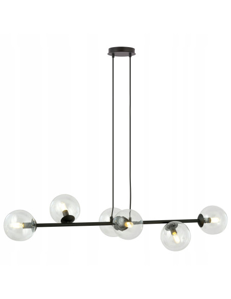 Lampa wisząca ROSSI 6 BL - nowoczesne oświetlenie z regulacją, szklane klosze do salonu i jadalni marki Selsey