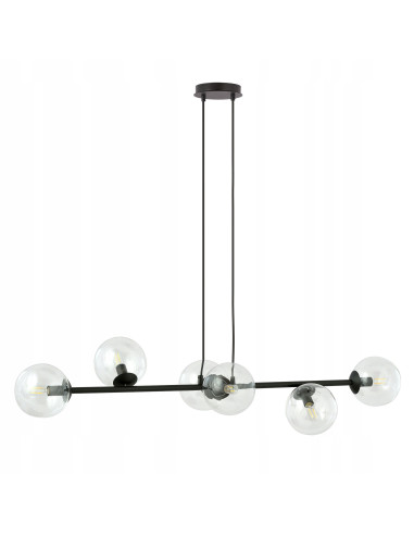 Lampa wisząca ROSSI 6 BL - nowoczesne oświetlenie z regulacją, szklane klosze do salonu i jadalni marki Selsey