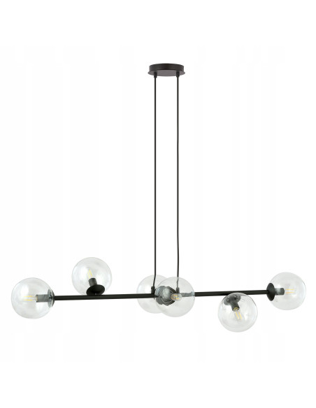 Lampa wisząca ROSSI 6 BL - nowoczesne oświetlenie z regulacją, szklane klosze do salonu i jadalni marki Selsey