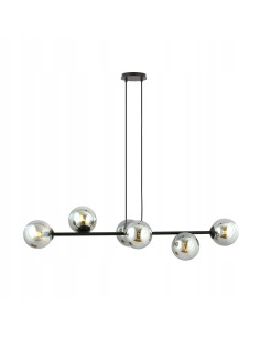 Lampa sufitowa ROSSI 6 BL - minimalistyczny podwójny zwis, czarna/chrom, idealna do biura, jadalni i salonu