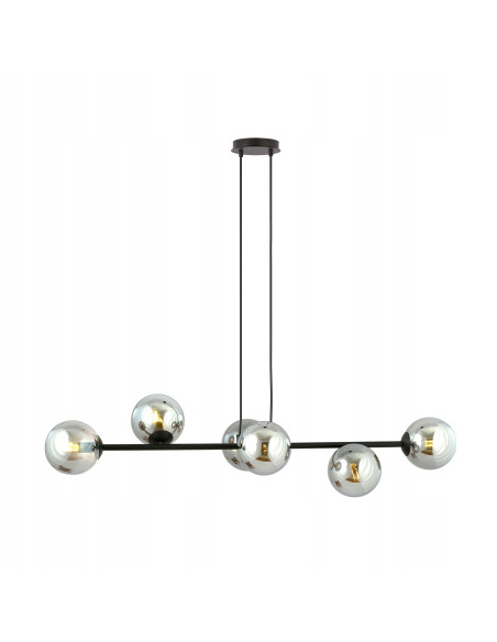 Lampa sufitowa ROSSI 6 BL - minimalistyczny podwójny zwis, czarna/chrom, idealna do biura, jadalni i salonu