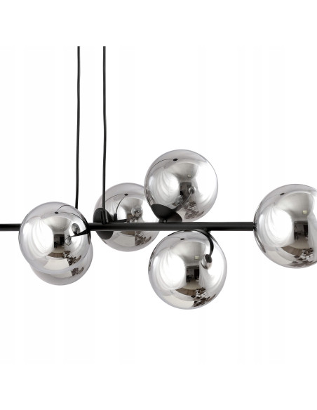 Lampa sufitowa ROSSI 6 BL - minimalistyczny podwójny zwis, czarna/chrom, idealna do biura, jadalni i salonu