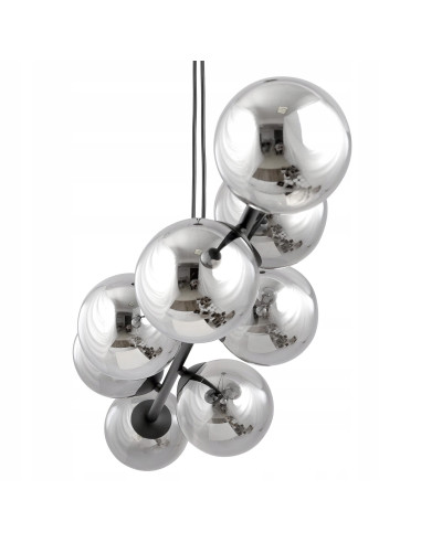 Lampa sufitowa ROSSI 6 BL - minimalistyczny podwójny zwis, czarna/chrom, idealna do biura, jadalni i salonu