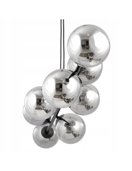 Lampa sufitowa ROSSI 6 BL - minimalistyczny podwójny zwis, czarna/chrom, idealna do biura, jadalni i salonu