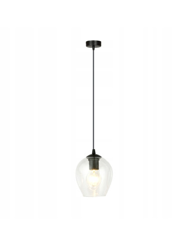 Lampa wisząca ISTAR 1 E27 w czarnej i przezroczystej szklanej kopule – minimalistyczny design do każdego wnętrza