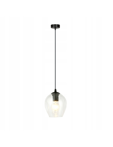Lampa wisząca ISTAR 1 E27 w czarnej i przezroczystej szklanej kopule – minimalistyczny design do każdego wnętrza