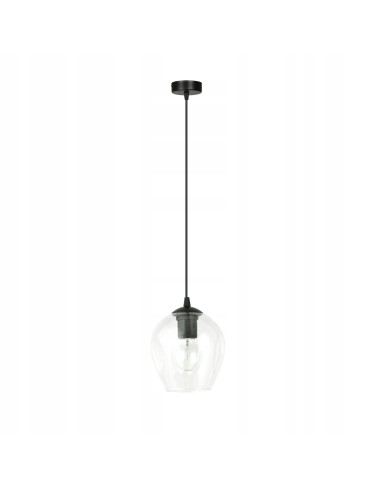 Lampa wisząca ISTAR 1 E27 w czarnej i przezroczystej szklanej kopule – minimalistyczny design do każdego wnętrza