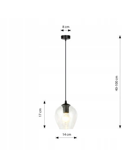 Lampa wisząca ISTAR 1 E27 w czarnej i przezroczystej szklanej kopule – minimalistyczny design do każdego wnętrza