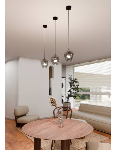 Lampa sufitowa ISTAR 1 BL - grafitowa, minimalistyczna, metalowo-szklana, E27 15W do kuchni i jadalni