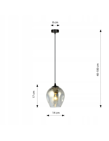 Lampa sufitowa ISTAR 1 BL - grafitowa, minimalistyczna, metalowo-szklana, E27 15W do kuchni i jadalni