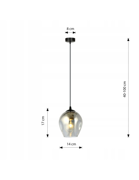 Lampa sufitowa ISTAR 1 BL - grafitowa, minimalistyczna, metalowo-szklana, E27 15W do kuchni i jadalni