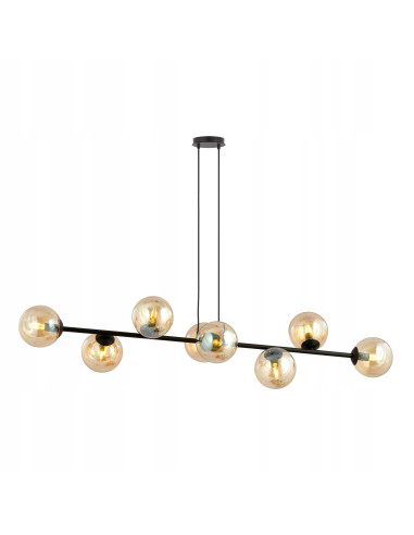 Lampa sufitowa ROSSI 8 z szklanymi kloszami – nowoczesne oświetlenie do biura, salonu i jadalni w czerni lub beżu