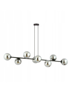 Lampa Wisząca ROSSI 8 BL - Elegancka, Grafitowa, Szklane Kule, 8 Źródeł Światła do Biura, Salonu i Jadalni