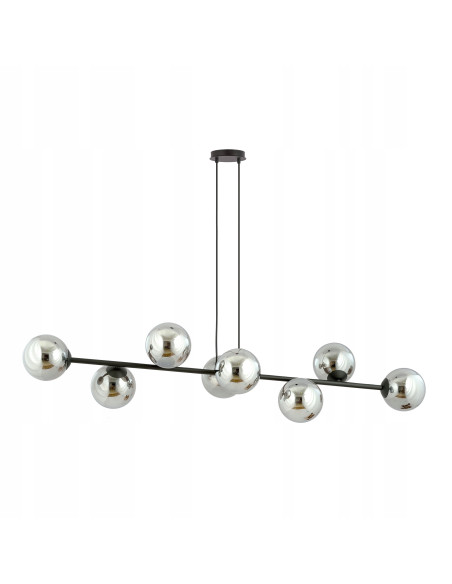 Lampa Wisząca ROSSI 8 BL - Elegancka, Grafitowa, Szklane Kule, 8 Źródeł Światła do Biura, Salonu i Jadalni
