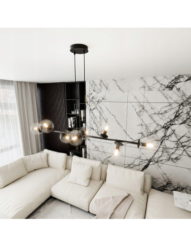 Lampa sufitowa Emibig Rossi 8 BL – minimalistyczna elegancja z transparentnymi kulami do każdego wnętrza.