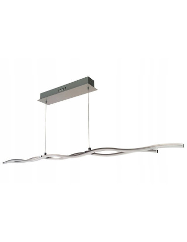 Lampa LED WAVE LINE - Nowoczesna lampa wisząca 120 cm, srebrna, 10W, ciepłe białe światło do jadalni i salonu