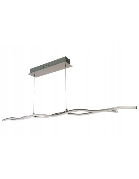 Lampa LED WAVE LINE - Nowoczesna lampa wisząca 120 cm, srebrna, 10W, ciepłe białe światło do jadalni i salonu