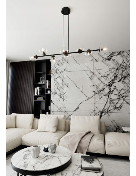 Lampa sufitowa Emibig Rossi 8 BL – minimalistyczna elegancja z transparentnymi kulami do każdego wnętrza.