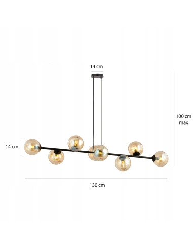 Lampa sufitowa ROSSI 8 z szklanymi kloszami – nowoczesne oświetlenie do biura, salonu i jadalni w czerni lub beżu