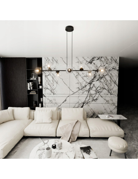 Lampa sufitowa Emibig Rossi 8 BL – minimalistyczna elegancja z transparentnymi kulami do każdego wnętrza.