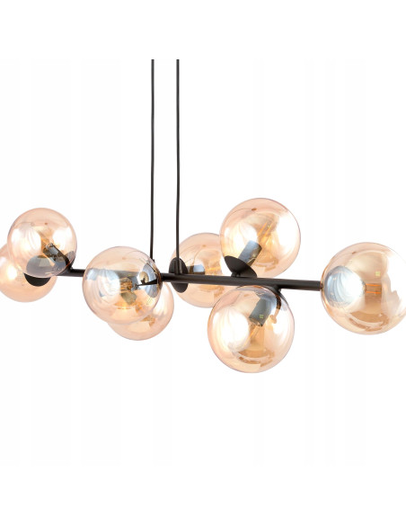 Lampa sufitowa ROSSI 8 z szklanymi kloszami – nowoczesne oświetlenie do biura, salonu i jadalni w czerni lub beżu