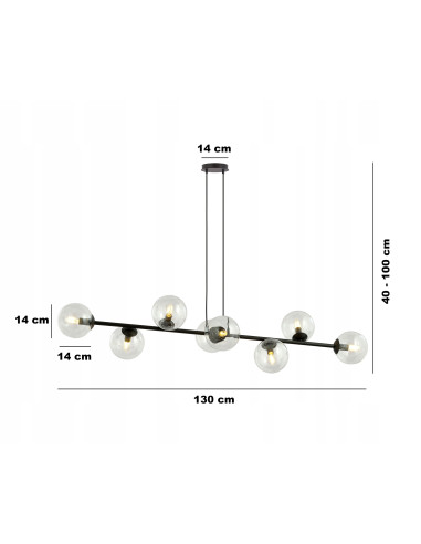 Lampa sufitowa Emibig Rossi 8 BL – minimalistyczna elegancja z transparentnymi kulami do każdego wnętrza.