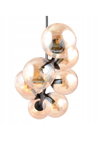 Lampa sufitowa ROSSI 8 z szklanymi kloszami – nowoczesne oświetlenie do biura, salonu i jadalni w czerni lub beżu