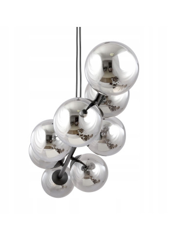 Lampa Wisząca ROSSI 8 BL - Elegancka, Grafitowa, Szklane Kule, 8 Źródeł Światła do Biura, Salonu i Jadalni