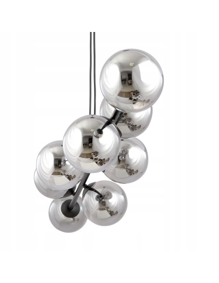 Lampa Wisząca ROSSI 8 BL - Elegancka, Grafitowa, Szklane Kule, 8 Źródeł Światła do Biura, Salonu i Jadalni