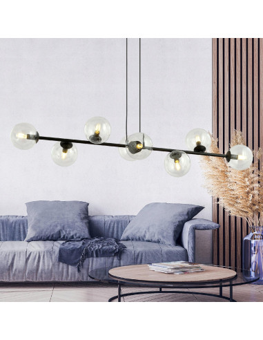 Lampa sufitowa Emibig Rossi 8 BL – minimalistyczna elegancja z transparentnymi kulami do każdego wnętrza.