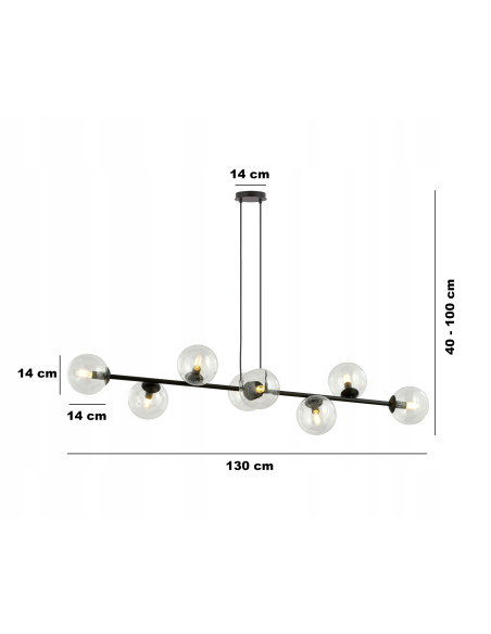 Lampa sufitowa Emibig Rossi 8 BL – minimalistyczna elegancja z transparentnymi kulami do każdego wnętrza.