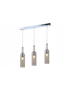 Nowoczesna lampa stołowa Bottle z trzema bursztynowymi kloszami - elegancja i styl w każdym wnętrzu.