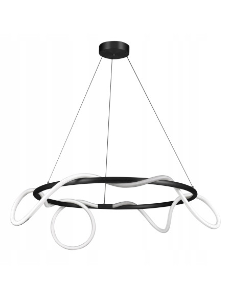 Lampa wisząca FANTASIA ROUND LED - nowoczesne oświetlenie do biura, jadalni i salonu w eleganckiej kolorystyce bieli i czerni