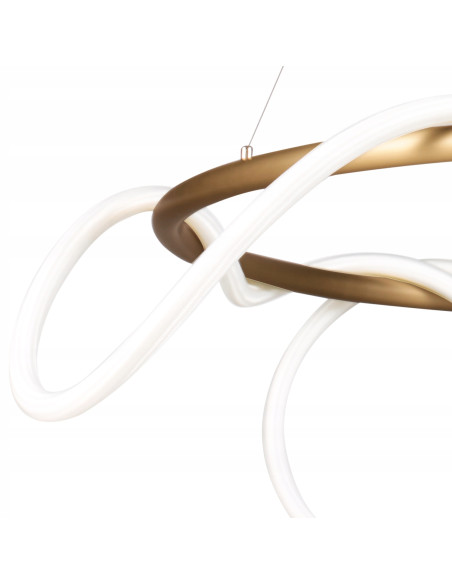 Lampa wisząca LED FANTASIA ROUND, biała-złota, nowoczesny design do biura i jadalni, 34W, 2800 lm