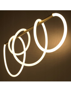 Lampa wisząca FANTASIA LED w złocie – elegancka tkaninowa lampa do jadalni i salonu, 35W, 2800 lm