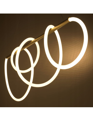 Lampa wisząca FANTASIA LED w złocie – elegancka tkaninowa lampa do jadalni i salonu, 35W, 2800 lm