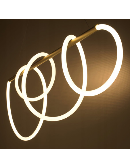 Lampa wisząca FANTASIA LED w złocie – elegancka tkaninowa lampa do jadalni i salonu, 35W, 2800 lm