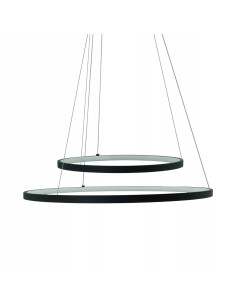 Nowoczesna Lampa LED PEORIA z Pilotem - Elegancka Podwójna Lampa w Czarnej Obudowie do Salonu i Jadalni