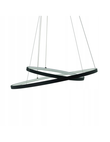 Nowoczesna Lampa LED PEORIA z Pilotem - Elegancka Podwójna Lampa w Czarnej Obudowie do Salonu i Jadalni